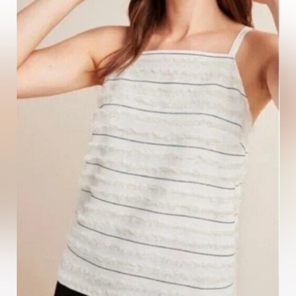 Maeve Anthropologie Ivory Eyelash Stripe Halter Tank 8 - Picture 2 of 11